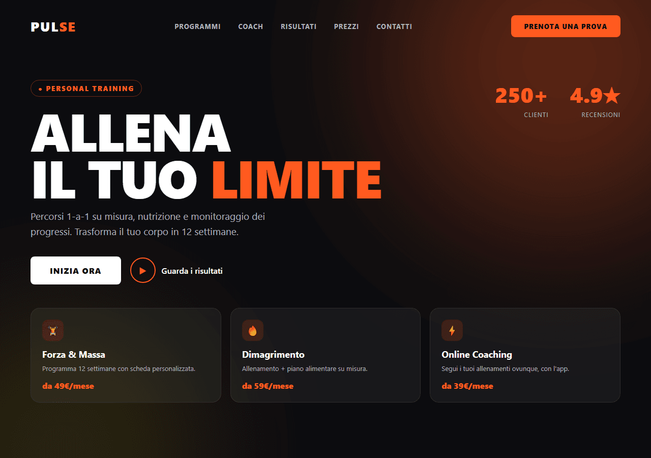 PULSE — Fitness · Landing page